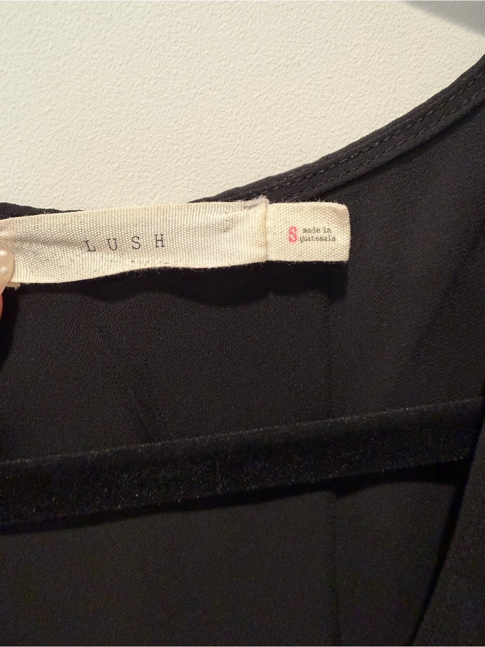 Lush Black Draped Surplice Blouse - - Picture 3 of 4